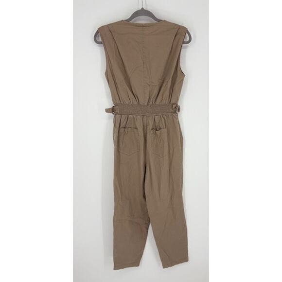 Thakoon Collective Khaki Button-Front Cropped Jumpsuit – Size 6 - Picture 5 of 6